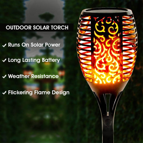 96 Led Flickering Flame Solar Lamp | 2 Pcs | WBM SMART